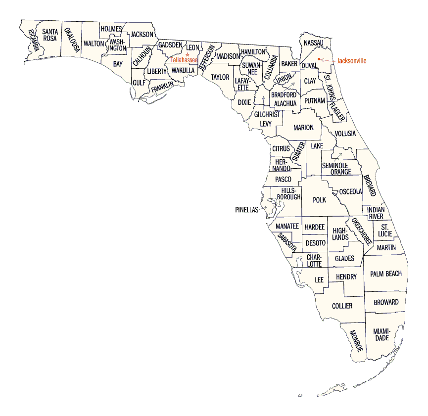 Florida zip codes map